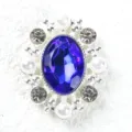 Blue Oval Alloy Pearl Rhinestone Button Variant for Clothing Shoes Hats Bags Decor. - Sapphire Blue