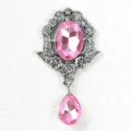 Vintage baroque pink rhinestone brooch pendant diy court style dress jewelry accessory - Light Pink