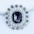 DIY alloy rhinestone flower button, sparkling crystal and pearl decorative accessory. - Gray