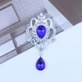 Silver alloy rhinestone teardrop pendant DIY badge tray decorative craft jewelry accessory - Sapphire Blue