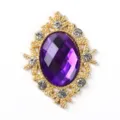 Botón de aleación de diamantes de imitación morados óvalo accesorio de joyería DIY - Base Dorada-Púrpura Oscuro
