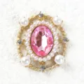 Base per spilla ovale in pietra preziosa barocca vintage fai da te perla metallo gioielli - Rosa chiaro