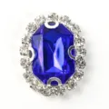 Oval dark blue rhinestone crystal button DIY craft accessory for apparel shoes and hair bows - Sapphire Blue