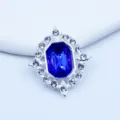 Silver diamond-shaped alloy rhinestone decorative buckle for DIY shoes clothing crafts - Sapphire Blue