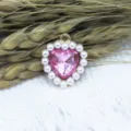 Pink heart crystal pearl alloy pendant 18mm DIY jewelry accessory for cute bags keychains. - Light Pink