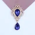 Gouden legering druppel blauwe strass hanger DIY vintage sieraden accessoire ketting - Marineblauw