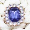 Blue crystal rhinestone alloy shoe charm DIY bow decorative buckle patch accessory 1pc - Navy Blue