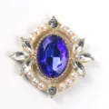 Accessoire DIY en alliage doré avec strass ovale violet, perles et cristaux transparents. - Bleu Saphir