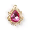 Alloy hollow lace pink teardrop acrylic pendant diy jewelry accessory for earrings. - Rose Red