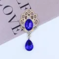 Gold-tone alloy rhinestone acrylic pendant DIY jewelry accessory blue drop design. - Sapphire Blue