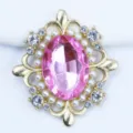 DIY pink crystal rhinestone pearl alloy button for clothing hair accessories 30x33mm - Light Pink