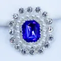 19x23mm alloy rhinestone flower pearl button crystal badge tray DIY clothing accessory - Sapphire Blue