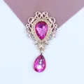 Goudkleurige legering acryl roze kristal hanger DIY decoratieve knoppen sieraden accessoires - Magenta