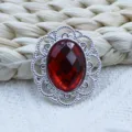 Botón de aleación de diamantes de imitación ovalado accesorio de joyería DIY rojo. - Rojo Brillante