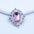 Silver rhinestone crystal button alloy diamond shaped DIY craft embellishment accessory - Light Pink