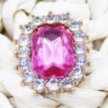 Alloy crystal pink rhinestone gem patch DIY bow decorative button shoe charm accessory - Rose Red