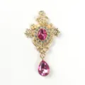 Vintage alloy teardrop pendant rhinestone court style DIY clothing accessory jewelry crafting - Plum Red