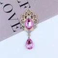 Gold alloy pink rhinestone drop pendant charm, elegant DIY jewelry accessory piece. - Light Pink