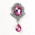 Baroque rhinestone collar pendant vintage court pink gemstone DIY dress jewelry accessory - Magenta