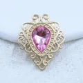 Pink teardrop acrylic gemstone gold filigree alloy base DIY jewelry making accessory. - Light Pink