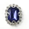 Oval dark blue rhinestone crystal button for DIY garment shoe hair accessories sewing crafts - Navy Blue