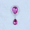 Silver large teardrop pendant rhinestone DIY accessory for shoes clothing and luggage crafts. - Rose Red