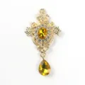 Vintage gold alloy teardrop crystal pendant rhinestone baroque DIY clothing jewelry accessory - Golden Yellow