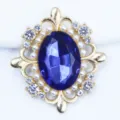 Vintage blue rhinestone pearl alloy DIY button for hair accessories clothing craft design - Navy Blue