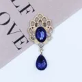 Gold alloy rhinestone acrylic teardrop pendant DIY jewelry necklace fashion accessory. - Navy Blue