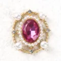 Spilla ovale in pietra preziosa stile vintage ciondolo accessorio per gioielli fai da te - Rosso Prugna