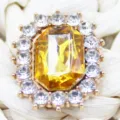 Alloy crystal gemstone patch shoe charm DIY bow hair accessory rhinestones yellow gem decor - Golden