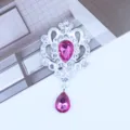 Silver teardrop rhinestone alloy pendant for DIY badge tray and cute decorative accessories - Rose Red