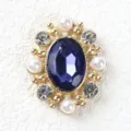Vintage oval rhinestone alloy button diy handmade clothing shoes accessories craft material - Navy Blue
