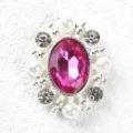 Alloy pearl rhinestone oval crystal button decorative accessory pink gemstone clothing footwear - Plum Red