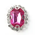 Oval pink rhinestone crystal button for DIY handmade garment sewing shoe hair bow accessories. - Magenta