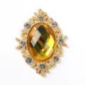 Gold alloy oval rhinestone button DIY craft accessory for shoes, clothing and bags item. - Gold Base - Golden Yellow