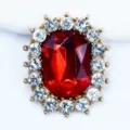 Alloy crystal gemstone patch DIY shoe charm craft rhinestone decorative buckle components - Dark Red