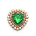 DIY heart rhinestone button alloy pearl acrylic crystal decorative accessory for clothing crafts - Dark Green