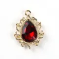 Gold Alloy Hollow Teardrop Acrylic Pendant DIY Jewelry Earring Making Accessory - Dark Red