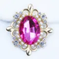 DIY Rhinestone Pearl Alloy Flower Button Pink Crystal Gem Hair Accessories Craft Material - Plum Red