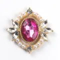 Accessoire DIY strass perle en alliage doré, décoration de vêtements en cristal rose vintage. - Rouge Prune