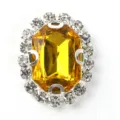 Oval rhinestone crystal button sewing craft shiny yellow center clear diamond dress accessory - Gold