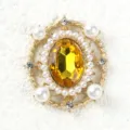 Ciondolo vintage barocco ovale in lega di perle di pietre preziose per gioielli DIY. - Giallo Oro