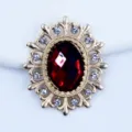 28x24mm oval hollow alloy filigree rhinestone DIY jewelry finding for necklace hair bow craft - Dark Red
