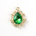 Gold alloy cutout teardrop green acrylic pendant DIY handmade jewelry making accessory material - Dark Green