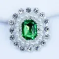 Oval Green Gemstone Rhinestone Button Alloy DIY Clothing Hair Accessory Badge Pendant - Dark Green