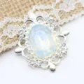 Broche décorative ovale en strass perle alliage vintage accessoires vêtements DIY vue détail - Blanc