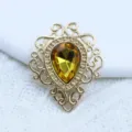 Gold lace alloy bezel setting with teardrop yellow acrylic rhinestone DIY jewelry accessories - Golden Yellow