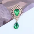 Vintage goudlegering groene kristallen hanger DIY sieraden accessoire kledingbedel. - Donkergroen