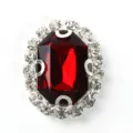 Oval rhinestone crystal button with red center stone for DIY sewing apparel shoes bow accessories - Dark Red